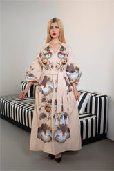 Embroidered Maxi Dress with Neutral Tones – SIENNA